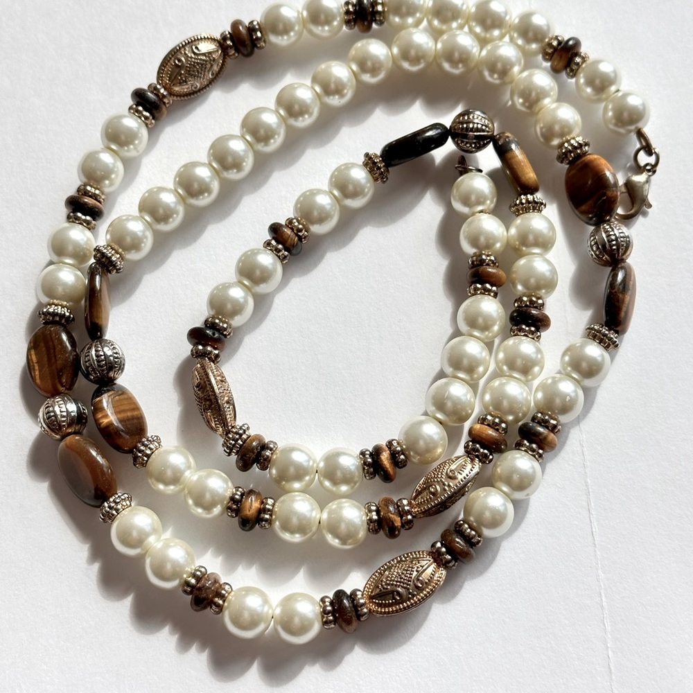 36” large rope pearl & bead necklace.